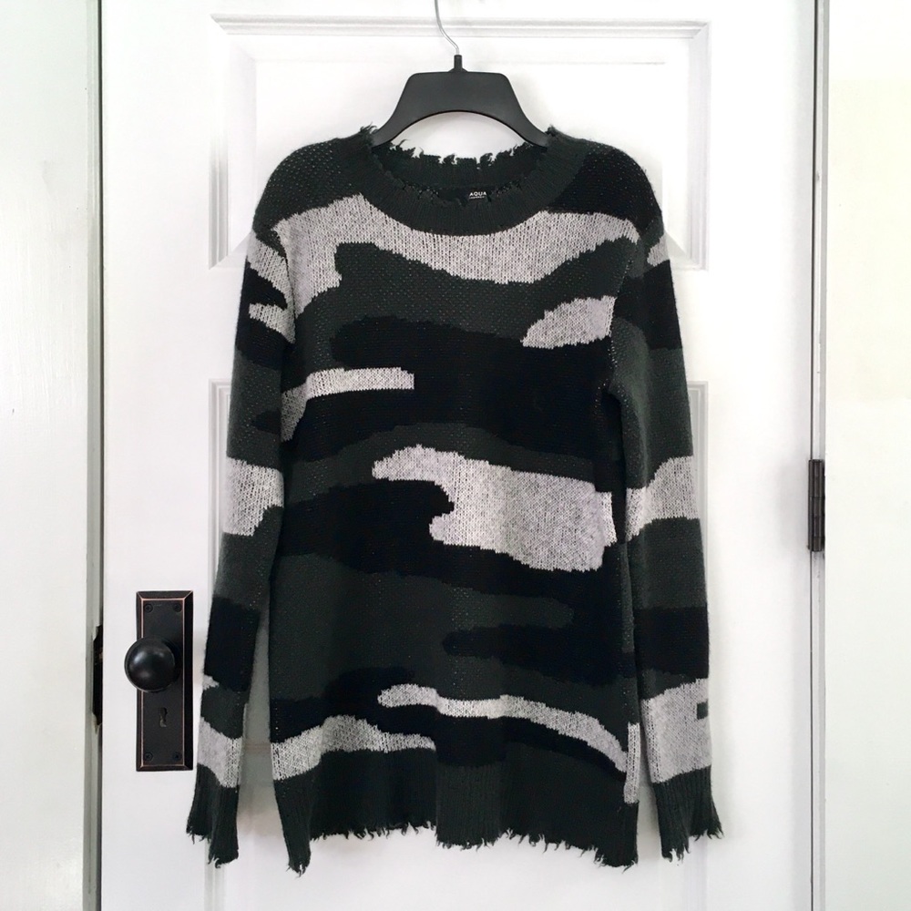 Christina Anstead Aqua Cashmere Camo Sweater